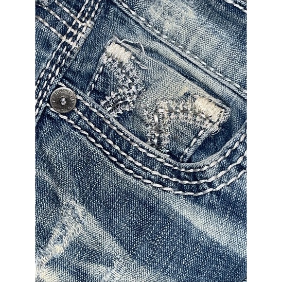 Big Star Liv Slim Bootcut Jeans Women's 27R Whiskered Vintage Denim Blue - Picture 7 of 16